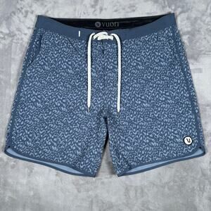 Vuori Banks Shorts Size 36 Blue Pattern Hybrid Swim Athletic